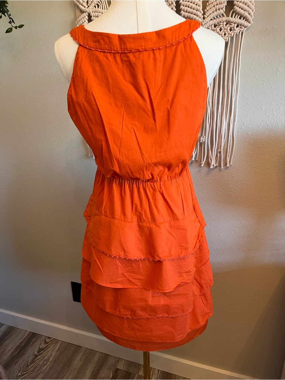 Maeve Orange Ruffle Tiered Mini Dress NWOT (Belt & Necklace not included) - Picture 6 of 9